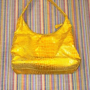 Y2K Chi by Carlos Falchi Fun Yellow Croc Hobo Bag EUC